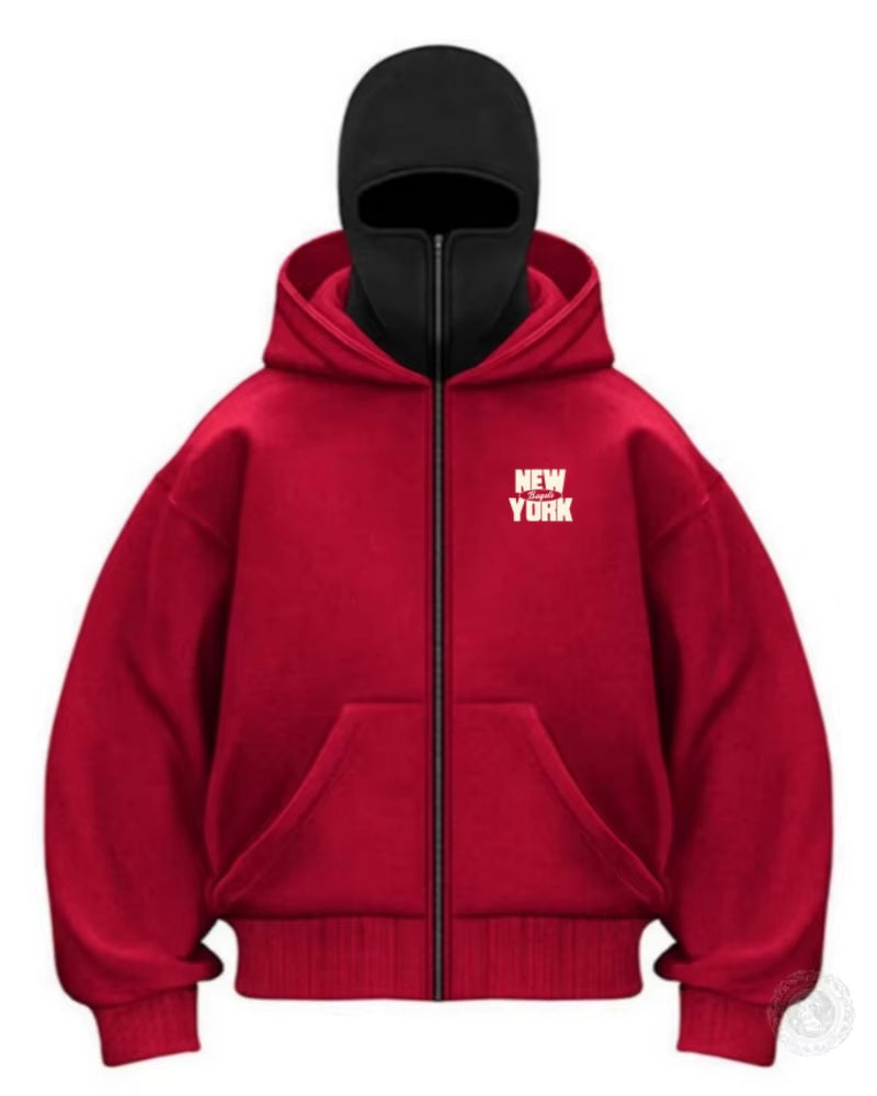 New Men'S Balaclava Zip Hoodie Winter Warm Casual Sweatshirt with Hooded Face Mask Zipper Design Sports Jacket Outdoor Activitie